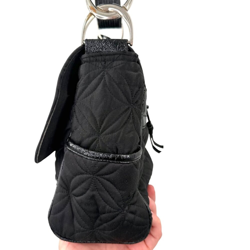 DONNA SHARP BLACK QUILTED CROSSBODY BAG LEOPARD INTERIOR ADJUSTIBLE STRAP - Picture 11 of 15